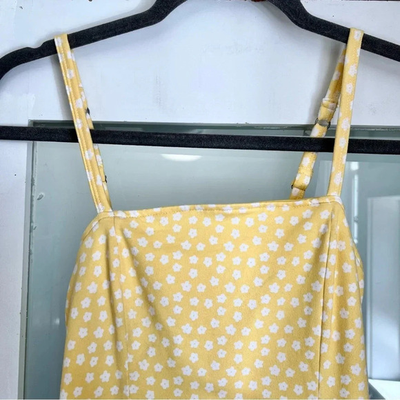 Hollister Yellow Cinched Floral Side Slit Midi Sun Dress Summer Spring Size XS - Picture 8 of 15